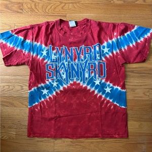Vintage liquid blue Tie Dye Lynyrd Skynyrd Support Southern Rock Concert T shirt